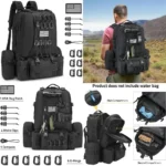 60L Military-Style Tactical Backpack – MOLLE System with D-Ring & Compass for 3-Day Survival, Hiking & Camping