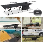 XL Camping Cot for Adults – Portable Folding Bed, Ultra-Stable Sleep Cot Supports 400 lbs - Image 4