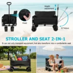 40" Collapsible Heavy-Duty Wagon Cart – 265LBS Load for Camping & Outdoor Use - Image 4