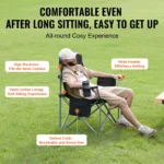 SucceBuy Folding Camping Chair – Padded Adult Chair with Quad Lumbar Support & Side Pockets - Image 4